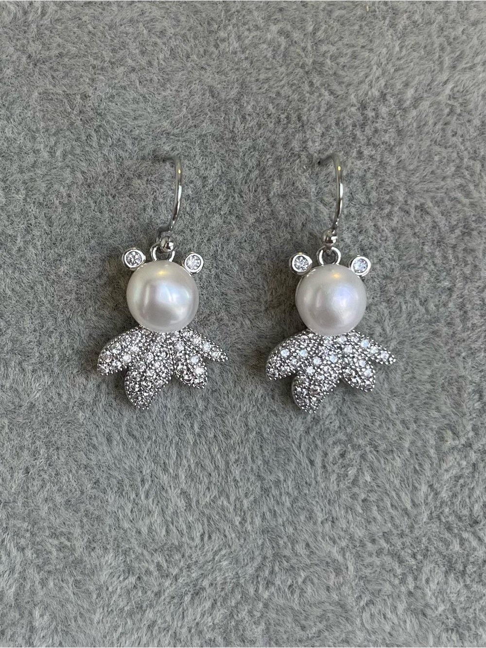 Freshwater Pearl and Crystal Drop Earrings - 925 hooks